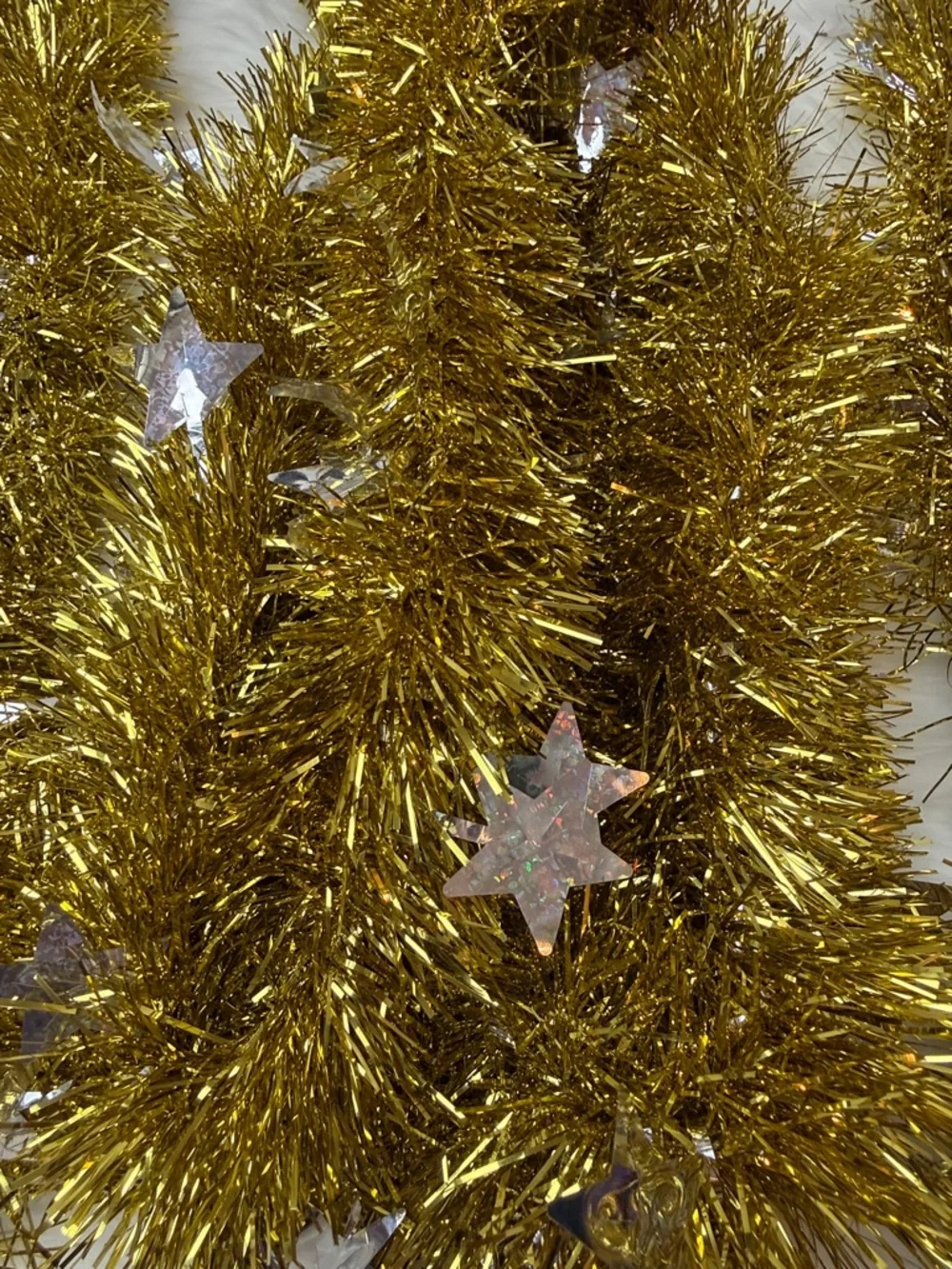 Festive Gold & Silver Stars Tinsel Garland - 20’, 8’, 6’, 3.5’ (37.5 Feet Total)